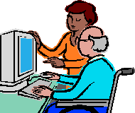 老人にPC教育する人イメージ